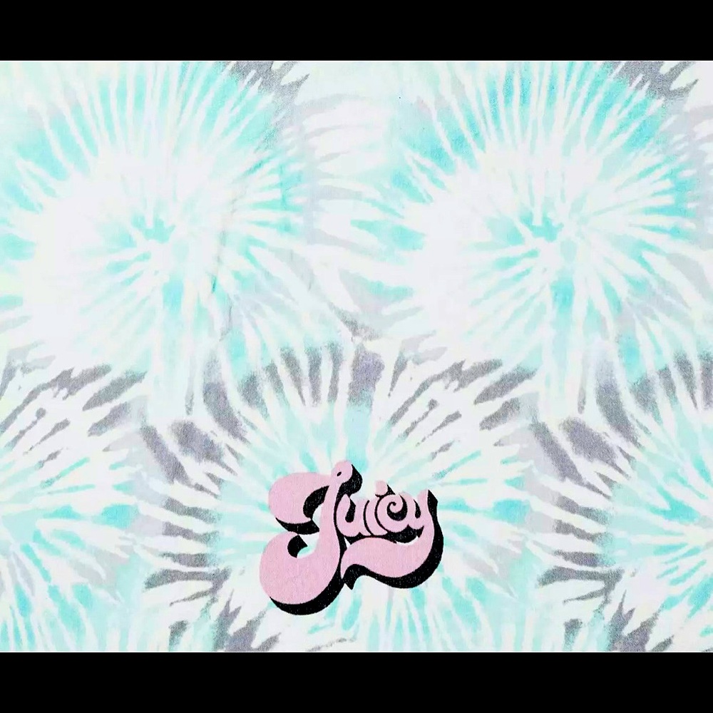 🎉HP🎉NEW Juicy Couture Logo Tie Dye Aqua/Gray 100% Cotton Towel 🌊☀️ - Picture 4 of 10